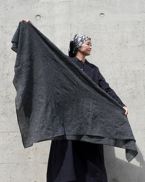 Wool Check Square Stole / Gingham Check・Small Check