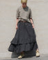 Dobby Check Frill Skirt / Beige・Blue・Charcoal