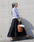Tuck Tiered Skirt / White・Black