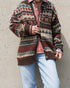 Jacquard Shetland Wool Knit Cardigan / Brown