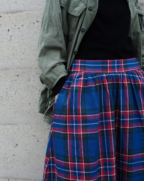 INDIGO Tartan Gathered Skirt