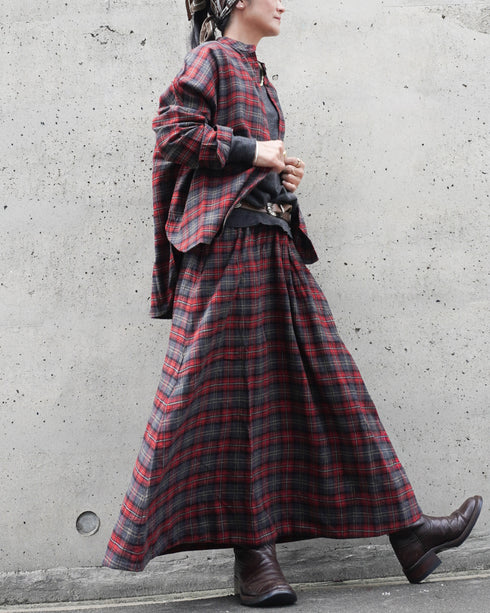 Nel Check Over Shirt / Black Watch・Red Check