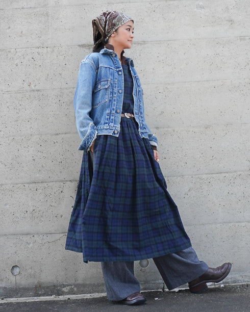 Nel Check Apron Dress / Black Watch・Red Check