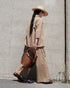 Linen Cotton Open Collar Shirt / Beige・Navy