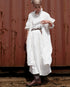 Linen Gather Dress / White・Black