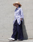 Linen Cotton Tuck Pants / Beige・Navy
