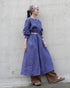 Linen Gather Dress / Khakibeige・Frenchblue