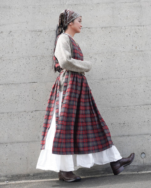 Nel Check Apron Dress / Black Watch・Red Check