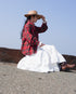 Tuck Tiered Skirt / White・Black