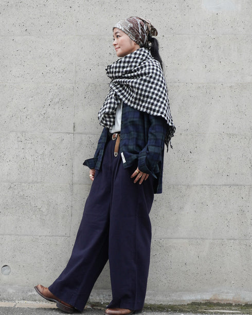 Wool Check Square Stole / Gingham Check・Small Check