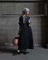 Linen Gather Dress / White・Black