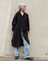 Linen Tuck Shirt Dress / White・Black