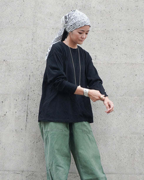 Raffy Cotton Ease Long Sleeve Tee / White・Gray・Black