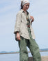 Linen Relaxed Unisex Shirt / Khakibeige・Frenchblue