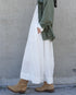Linen Gather Dress / White・Black