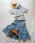 Dobby Check Frill Skirt / Beige・Blue・Charcoal