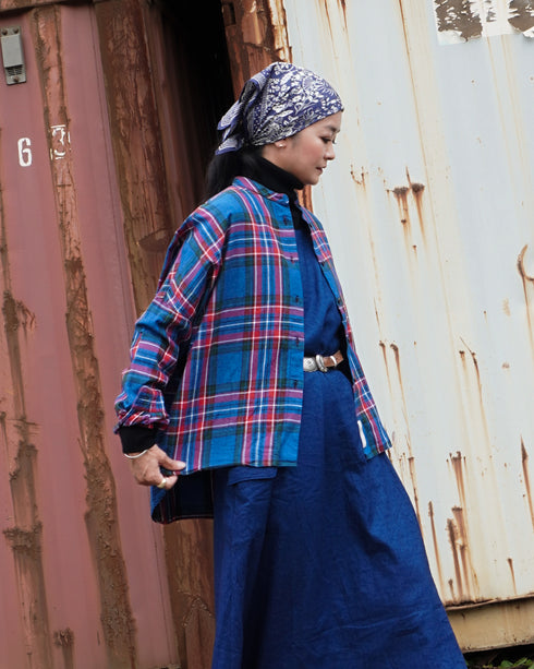 INDIGO Tartan Over Shirt / Red・Blue