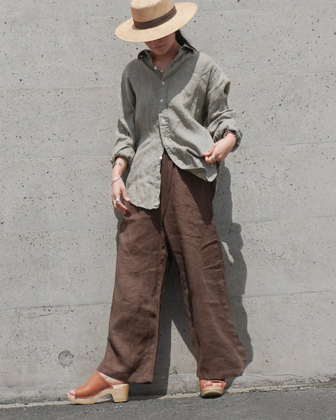 Linen Ease Pants / Natural・Brown・Black