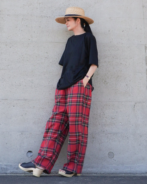 Linen 2way Henley Tee / Khaki・Black