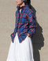 〈予約〉INDIGO Tartan Frill Tuck Blouse / Red・Blue
