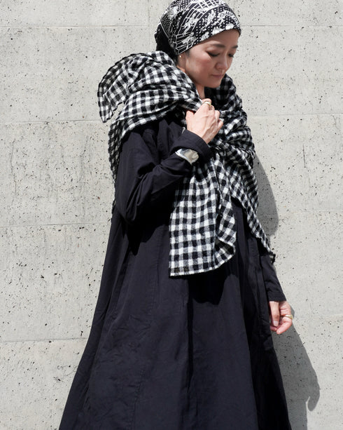Wool Check Square Stole / Gingham Check・Small Check