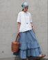 Dobby Check Frill Skirt / Beige・Blue・Charcoal
