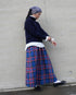 INDIGO Tartan Gathered Skirt / Red・Blue