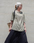 Linen 2way Henley Tee / Khaki・Black