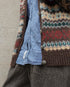 Jacquard Shetland Wool Knit Cardigan / Brown
