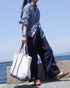 Linen Cotton Tuck Pants / Beige・Navy
