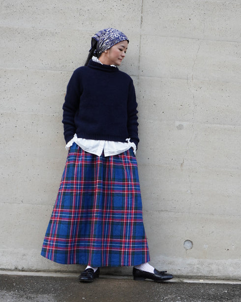 INDIGO Tartan Gathered Skirt
