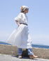 Linen Gather Dress / White・Black