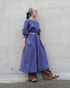 Linen Gather Dress / Khakibeige・Frenchblue