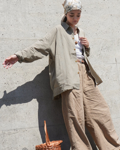 Dobby Check Over Shirt / Beige・Blue・Charcoal