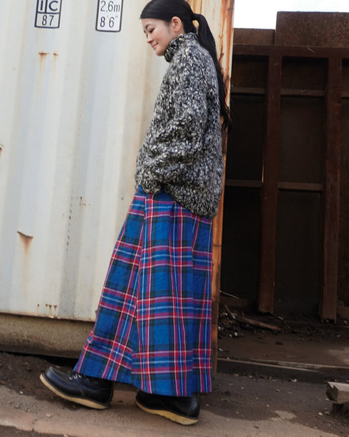 INDIGO Tartan Gathered Skirt / Red・Blue
