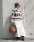 Tuck Tiered Skirt / White・Black