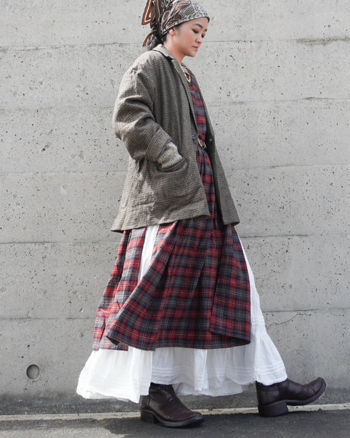 Nel Check Apron Dress / Black Watch・Red Check