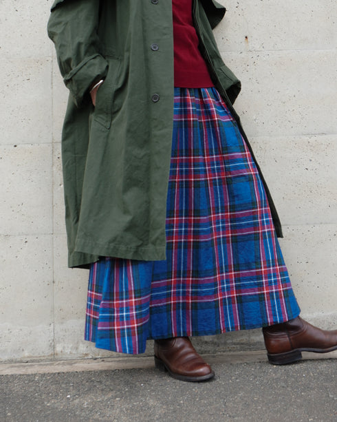 INDIGO Tartan Gathered Skirt