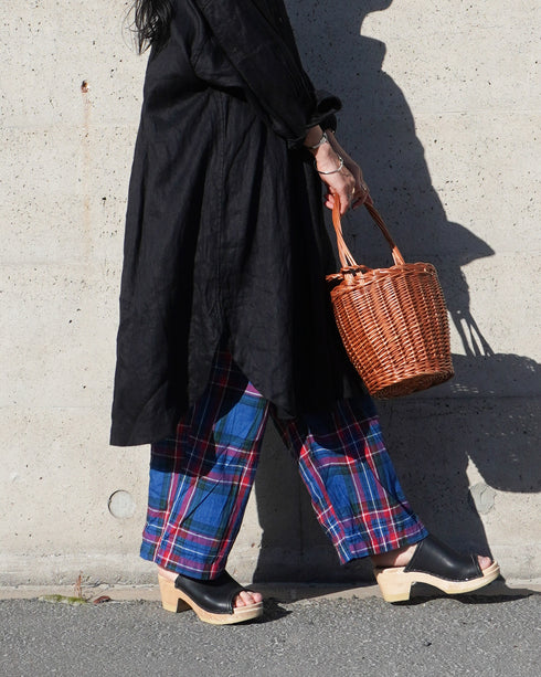 Linen Tuck Shirt Dress / White・Black
