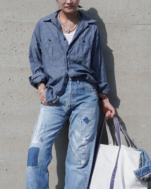 INDIGO Chambray Work Shirt / Blue・Navy