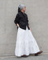Tuck Tiered Skirt / White・Black