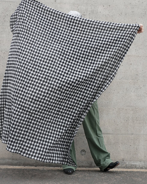 Wool Check Square Stole / Gingham Check・Small Check