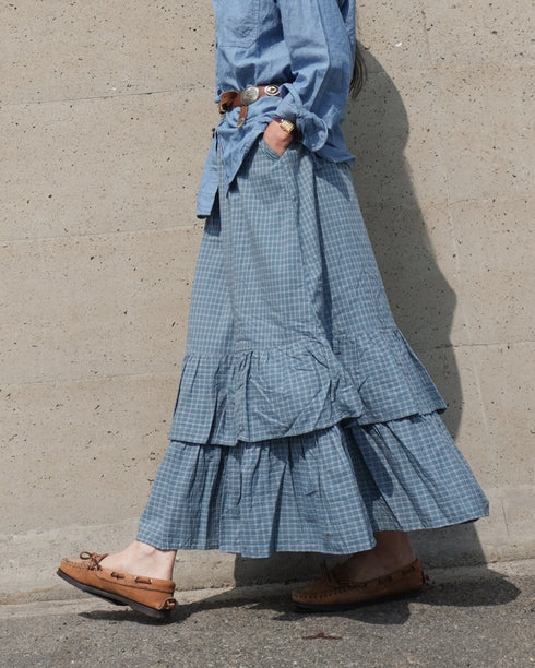 Dobby Check Frill Skirt / Beige・Blue・Charcoal
