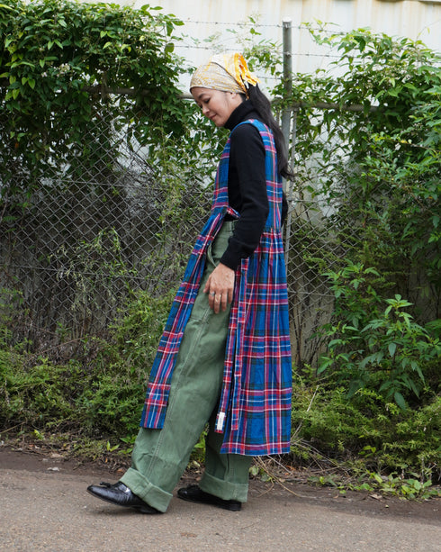 〈再入荷〉INDIGO Tartan Apron Dress / Red・Blue