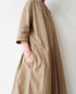 Linen Cotton Open Collar Dress / Beige・Navy