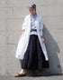 Linen Tuck Shirt Dress / White・Black