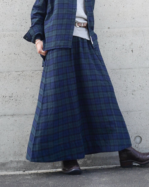 Nel Check Gathered Skirt / Black Watch・Red Check