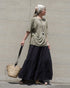 Linen 2way Henley Tee / Khaki・Black
