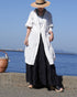 Tuck Tiered Skirt / White・Black