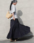 Tuck Tiered Skirt / White・Black